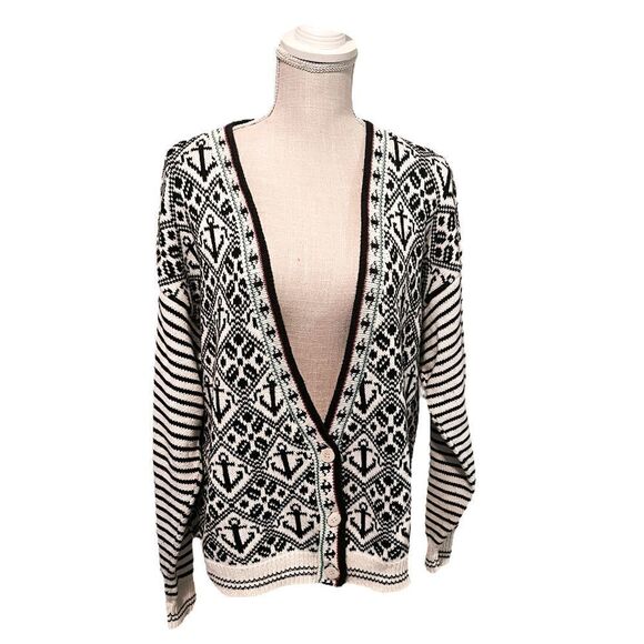 Vintage Robert Scott 100% Cotton Nautical Themed Cardigan - Picture 2 of 11